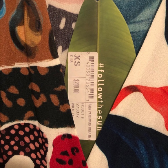 SOLD Farm Rio Palm Patchwork Mixed Maxi Wrap Dress - Picture 9 of 9